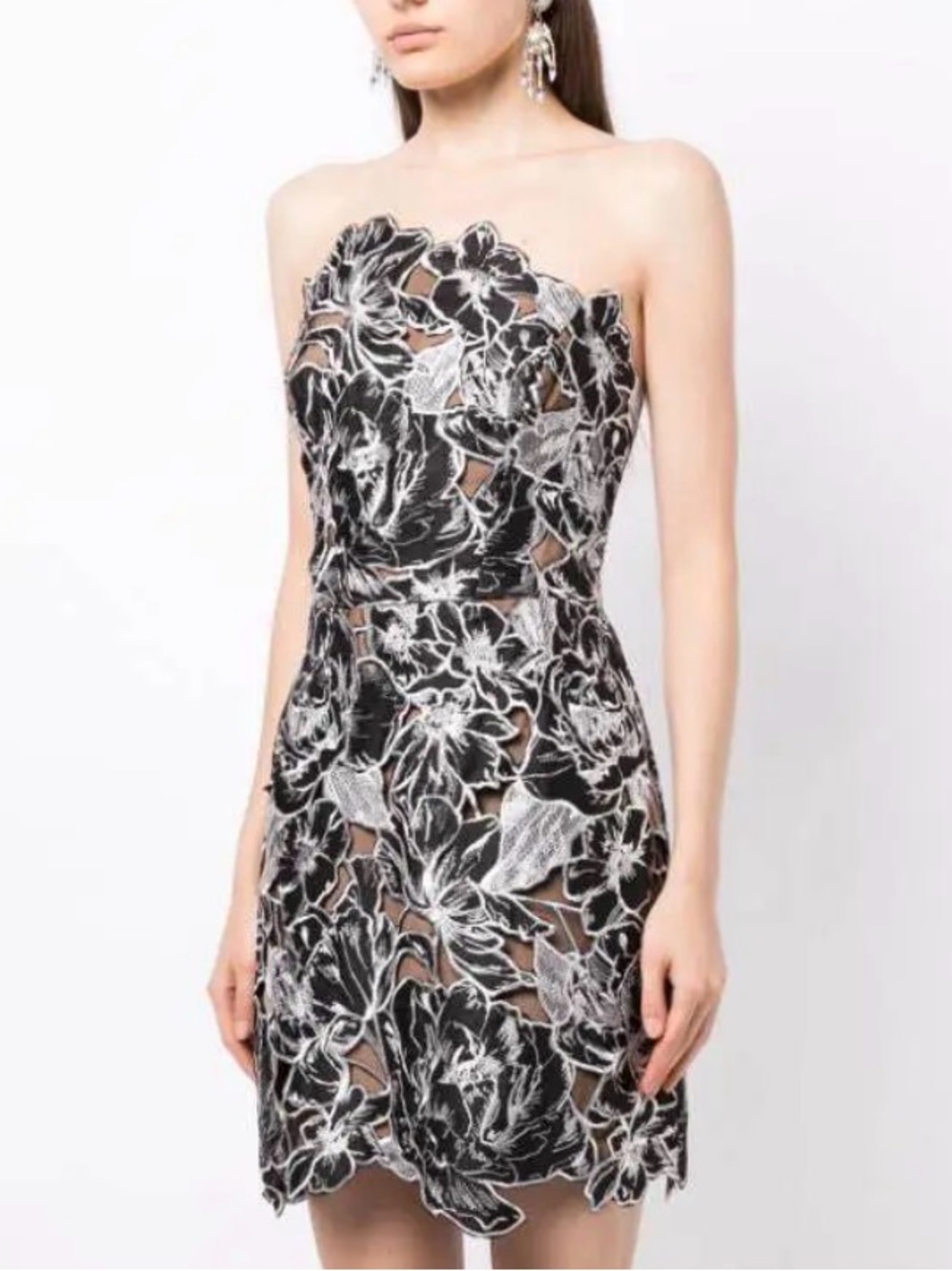 Marchesa Notte 2 Embroidered Lace Cutout Satin Cocktail Designer Luxury HoCo